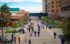 People walking on the North Campus academic spine