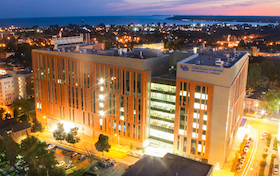 The Medical School Building housing the Jacobs School of Medicine and Biomedical Sciences